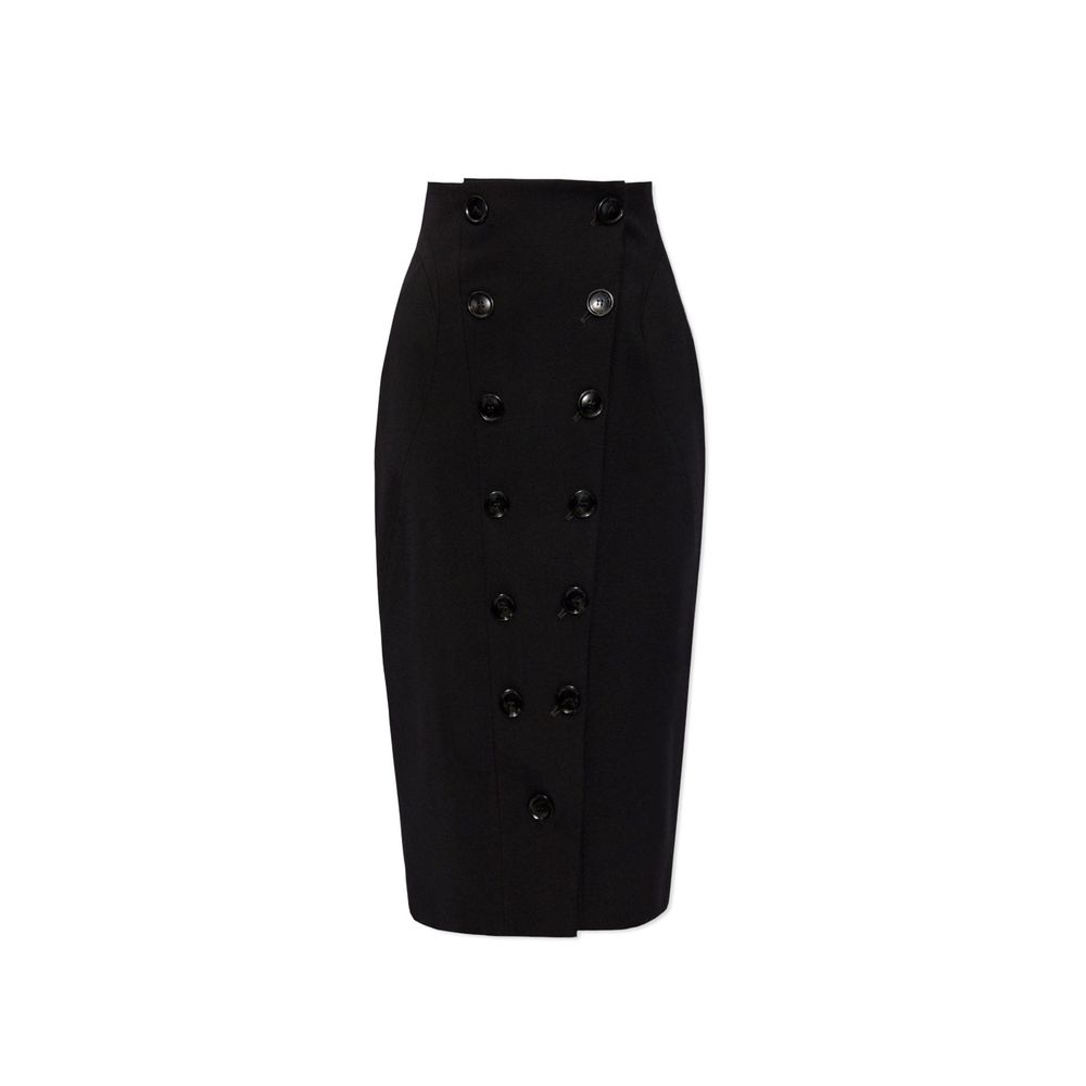 AlaΓ―a Black Elastane Midi Skirt